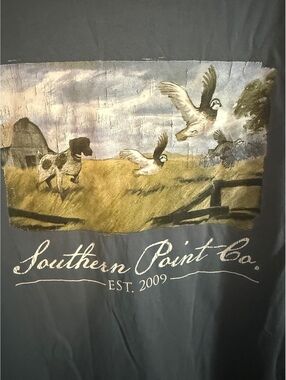 Southern Point Co. Men's Long Sleeve Cotton T-Shirt, Size L, Gray with Hunting &